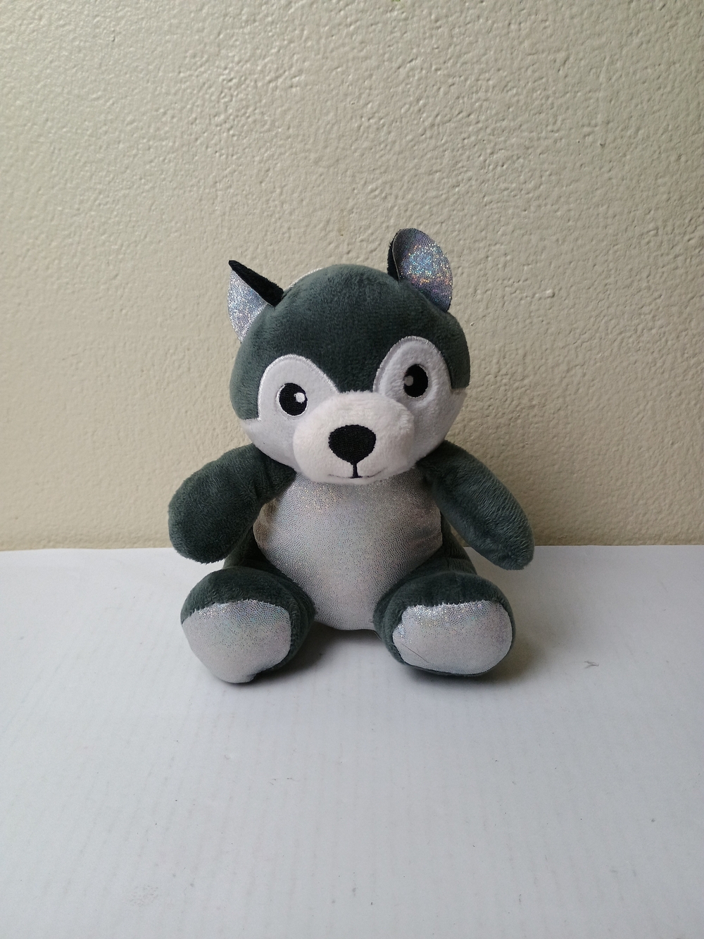 Peek-A-Boo Husky Or Wolf Stuffed Animal Toy with Shimmer Accents